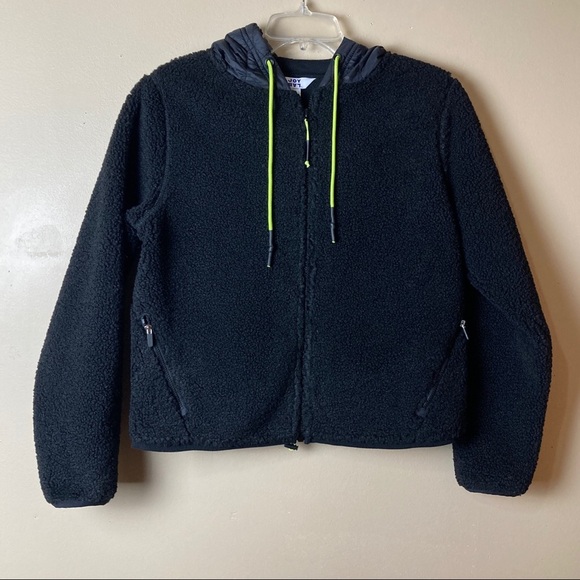 NWT Joy Lab Full Zip Sherpa Jacket with Hood Black - Picture 3 of 10